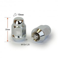 Гайка конус M12x1,25 CH19 голова 35 мм Закр Chrome / Хромированный