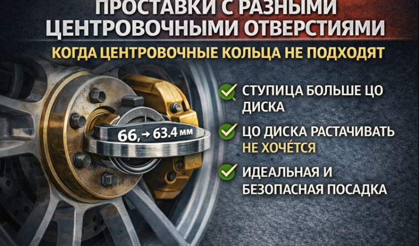 Проставки с разными центровочными отверстиями — решение, когда ЦО диска меньше ступицы