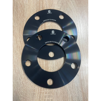 Проставки колесные 5 мм 5x120 DIA 72.6 Black — алюминиевые, сквозные, без бортика